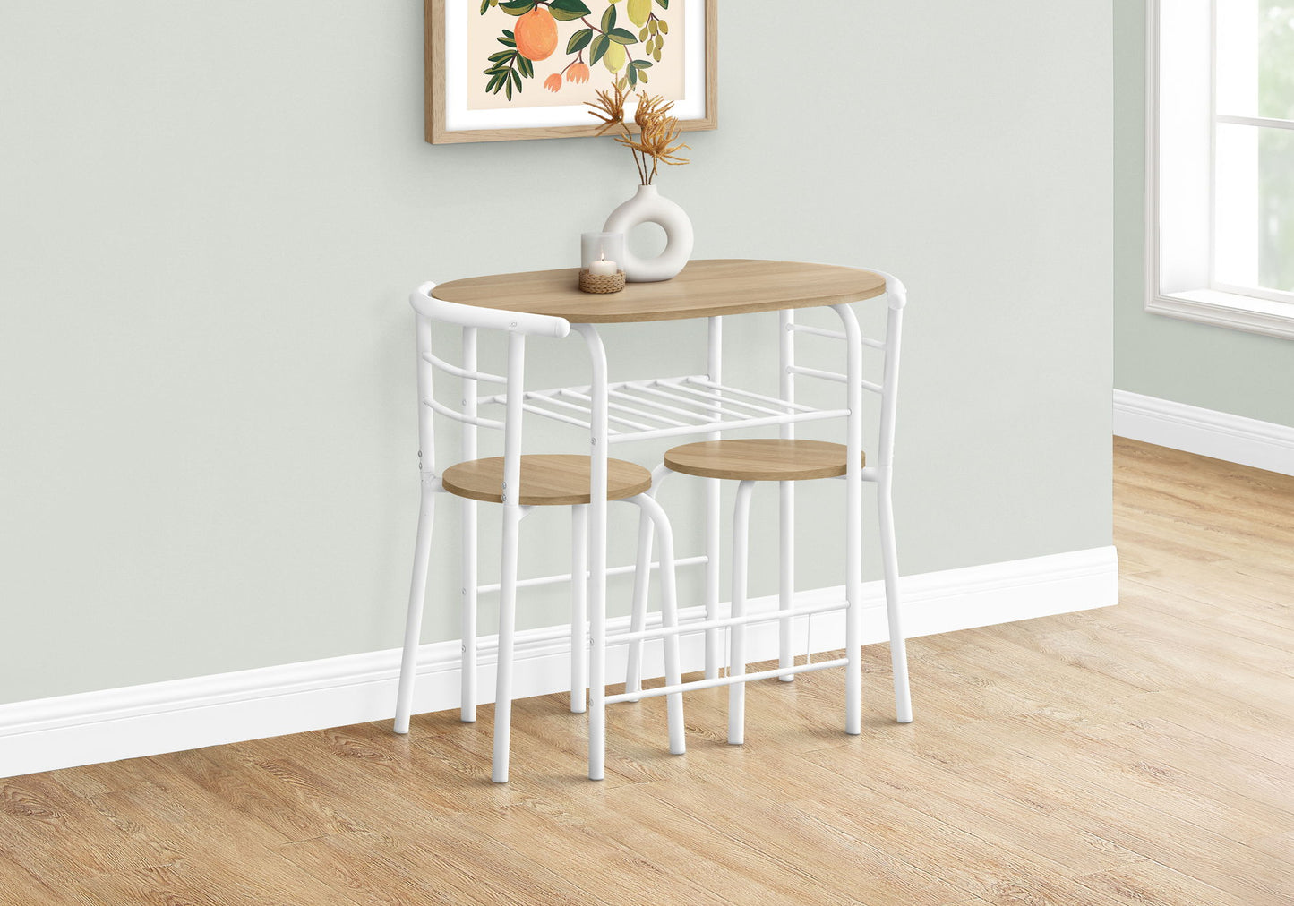 3 Pieces Dining Table Set, Small, Contemporary & Modern - Natural