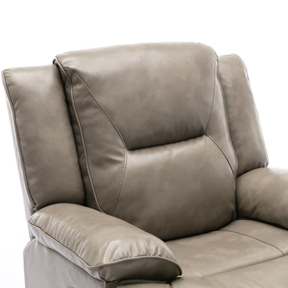 3 Seater Home Theater Recliner Manual Recliner Chair With A Led Light Strip Two Built-In Cup Holders For Living Room - Gray