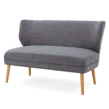 Classic Upholstered Loveseat With Curved Backrest - Gray