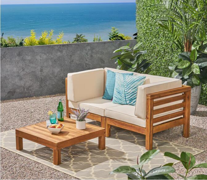 Oana - 3 Piece Love Seat Set With Coffee Table - Beige