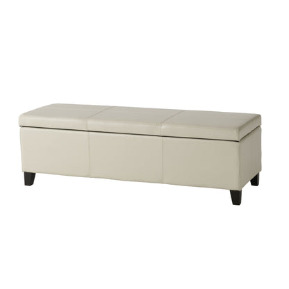 Glouster - Storage Ottoman With Leather Upholstery - Ivory