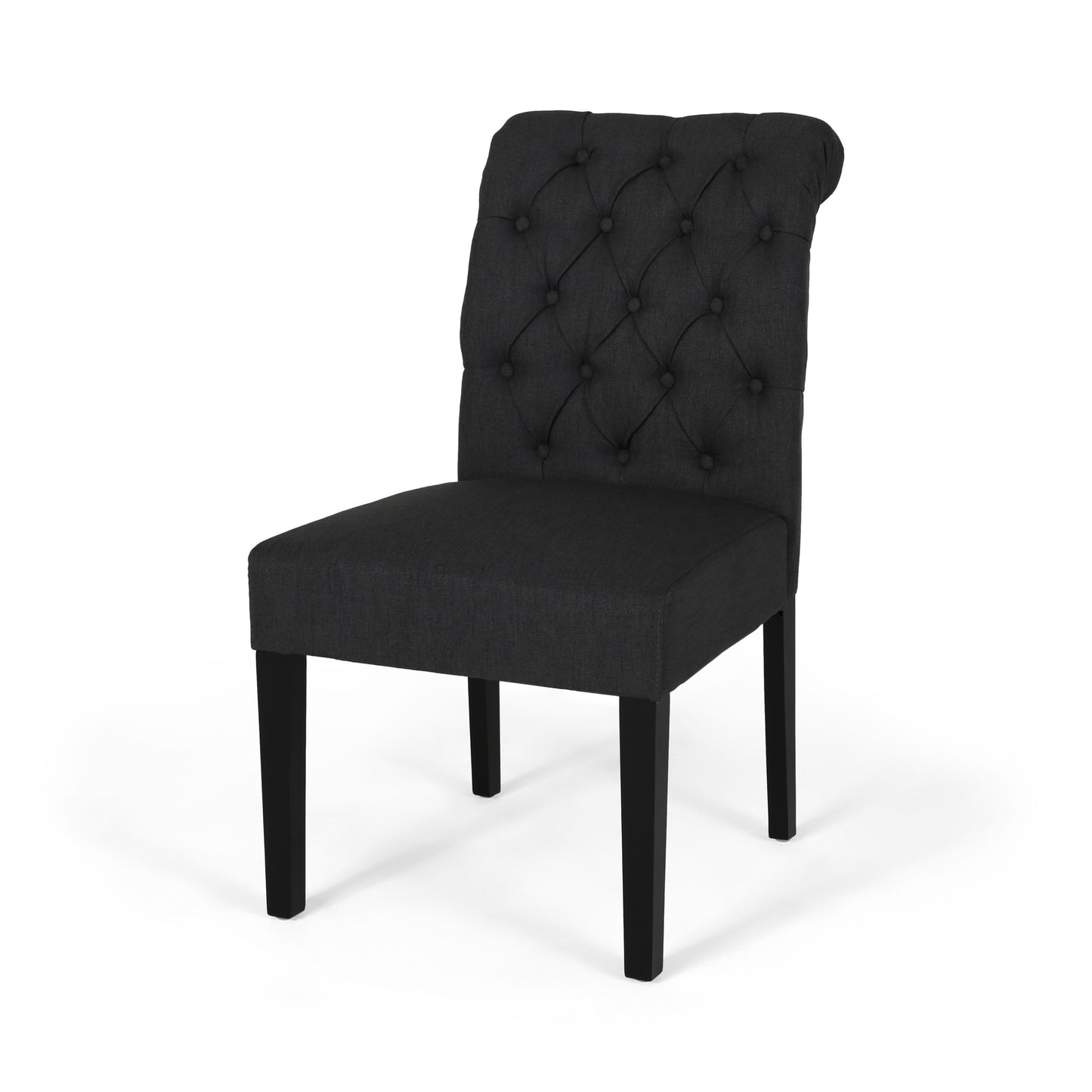 Broxton - Tuft Dining Rolltop Chairs With Button Tufted Backrest (Set of 2) - Dark Gray