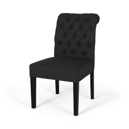 Broxton - Tuft Dining Rolltop Chairs With Button Tufted Backrest (Set of 2) - Dark Gray