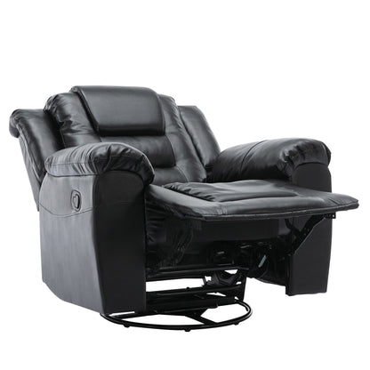 360ÔøΩÔøΩ swivel And Rocking Home Theater Recliner Manual Recliner Chair With Wide Armrest For Living Room - Black