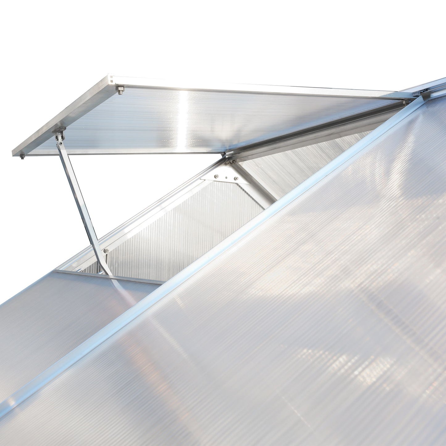 Polycarbonate Greenhouse, Heavy Duty Outdoor Aluminum Walk-In Green House Kit With Rain Gutter, Vent And Door For Backyard Garden - Aluminium