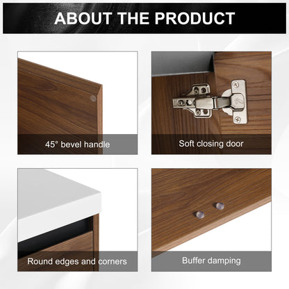 Bathroom Vanity With Resin Countertop Sink - Brown