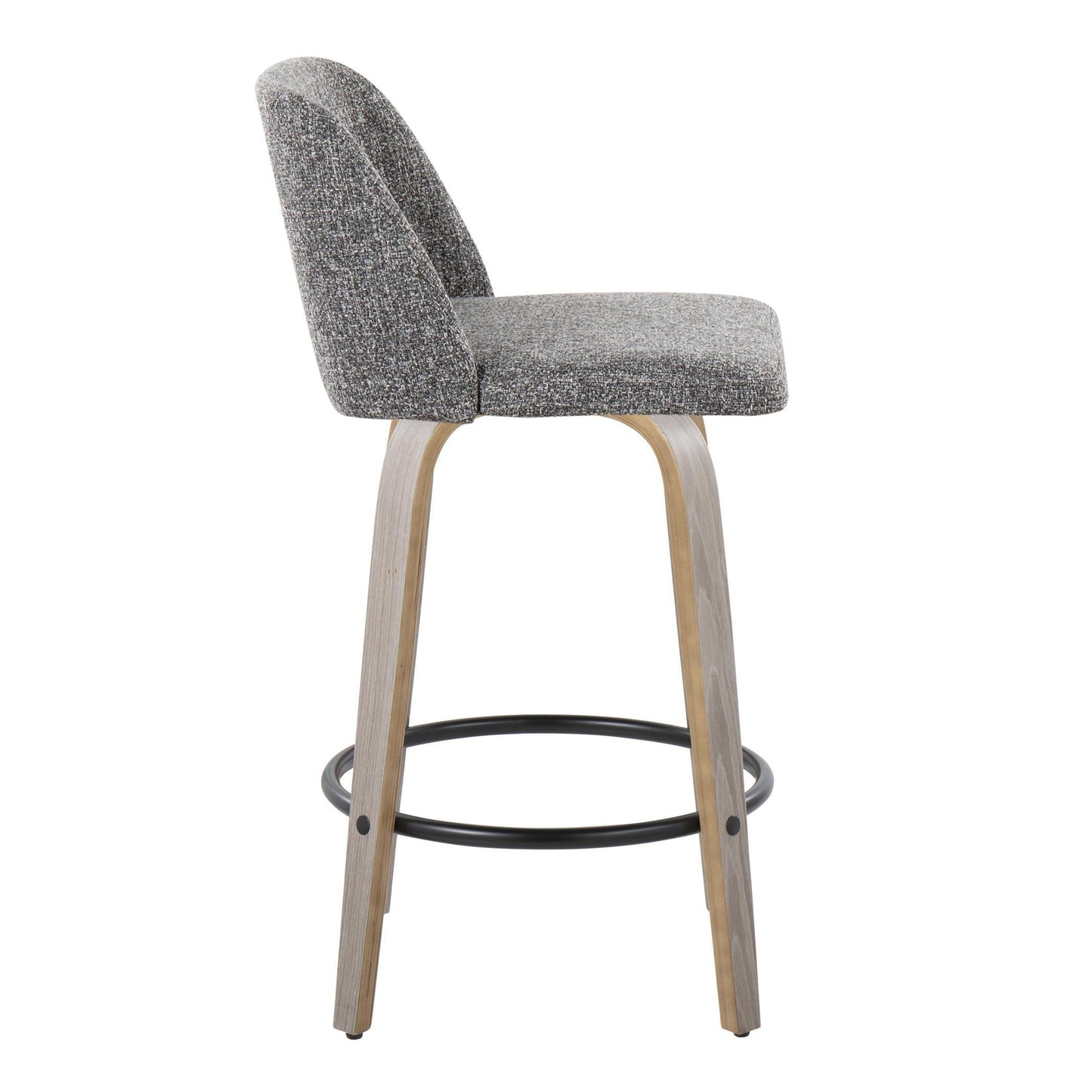 Toriano - Contemporary Fixed Height Counter Stool With Swivel & Round Footrest (Set of 2) - Light Gray