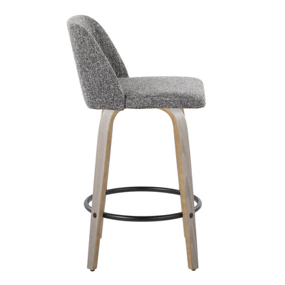 Toriano - Contemporary Fixed Height Counter Stool With Swivel & Round Footrest (Set of 2) - Light Gray