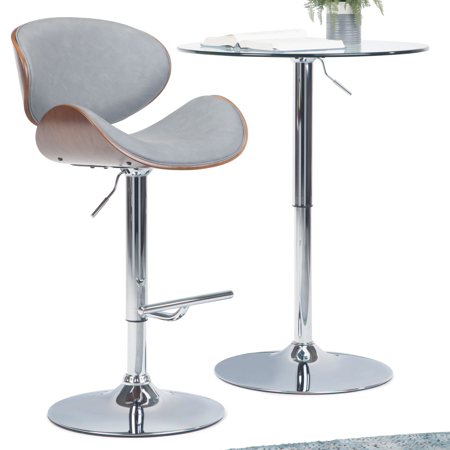 Marana - Bentwood Adjustable Swivel Bar Stool - Stone Gray