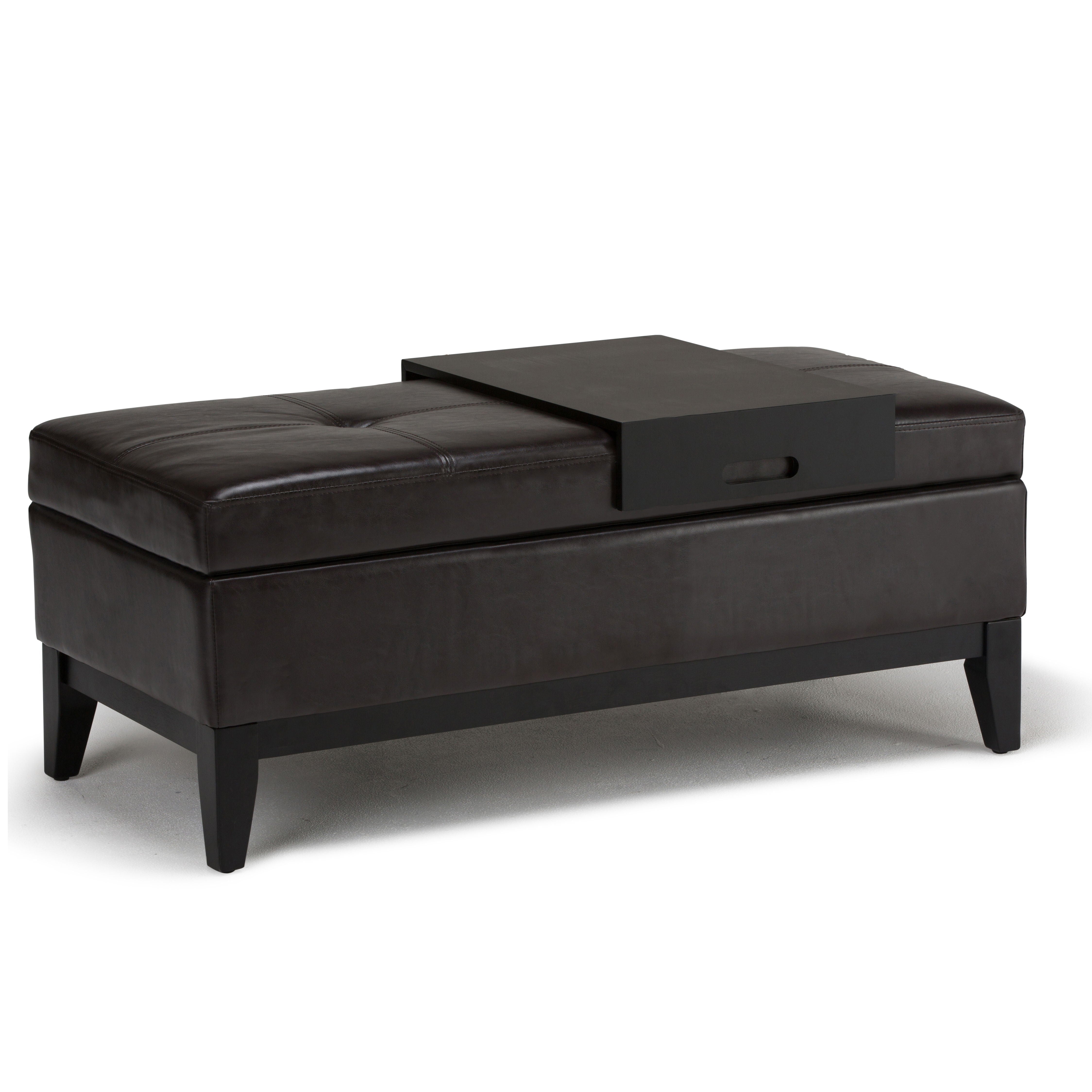 Oregon - Storage Ottoman Bench With Tray - Tanners Brown