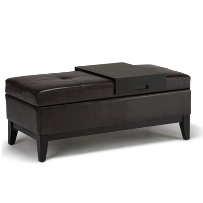 Oregon - Storage Ottoman Bench With Tray - Tanners Brown