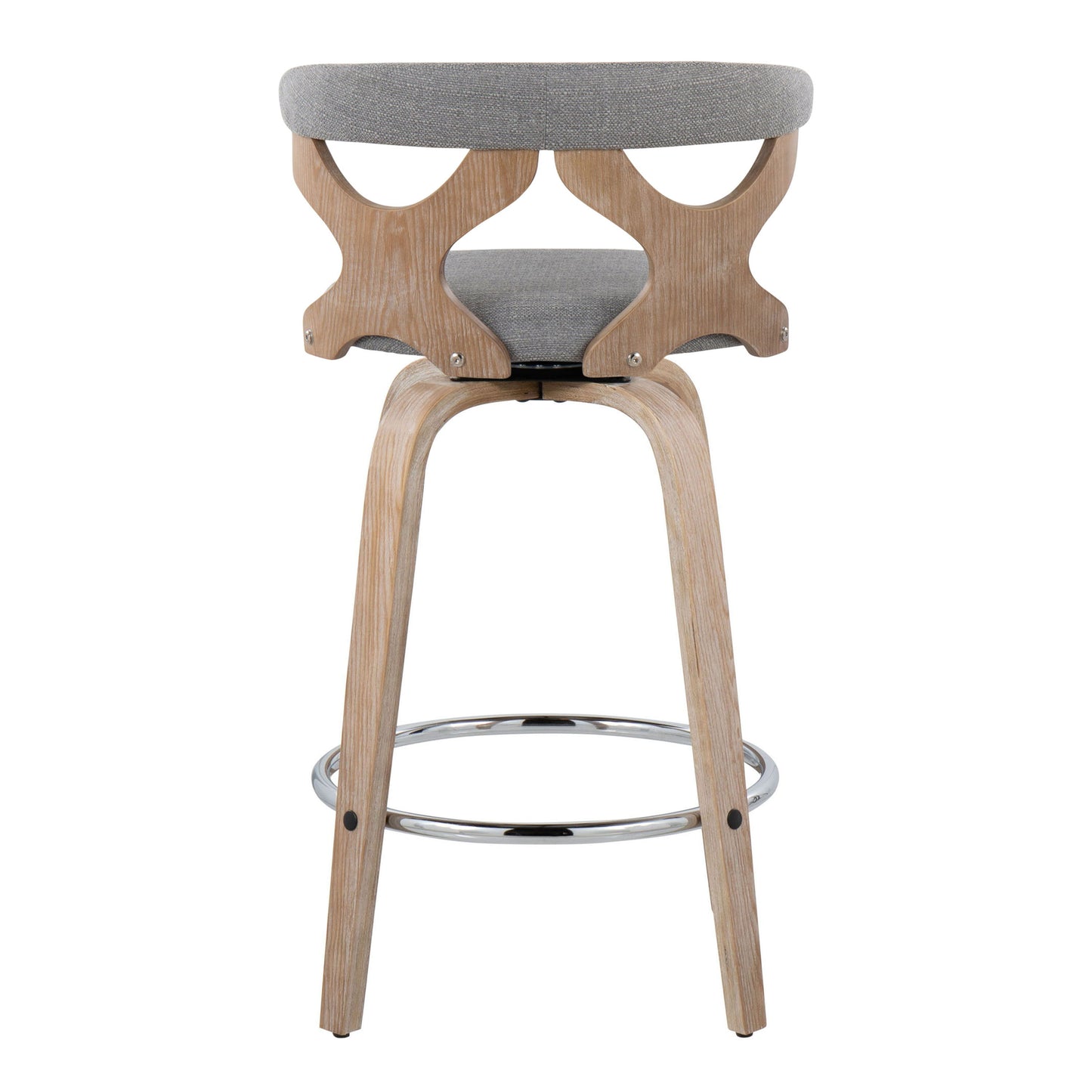 Gardenia - Contemporary Fixed Height Counter Stool With Swivel With Round Footrest (Set of 2) - White Washed / Gray