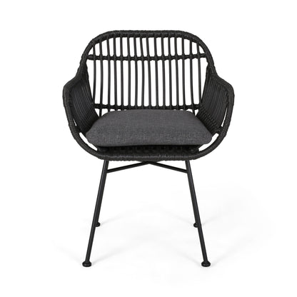 Outdoor Accent Chair With Steel Frame And Water Resistant Cushions (Set of 2) - Gray
