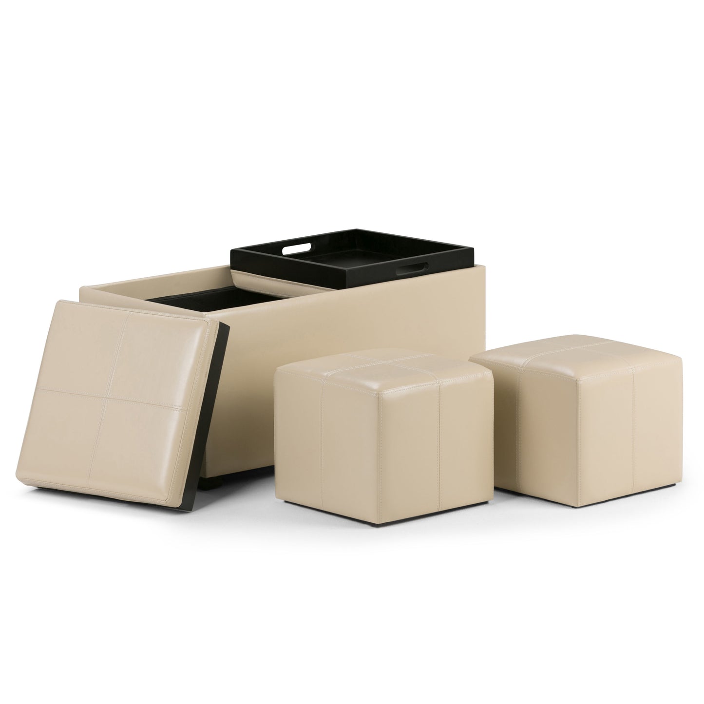 Avalon - 5 Piece Storage Ottoman - Satin Cream