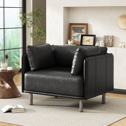 Vintage Lounge Chair With Polyester Upholstery - Black