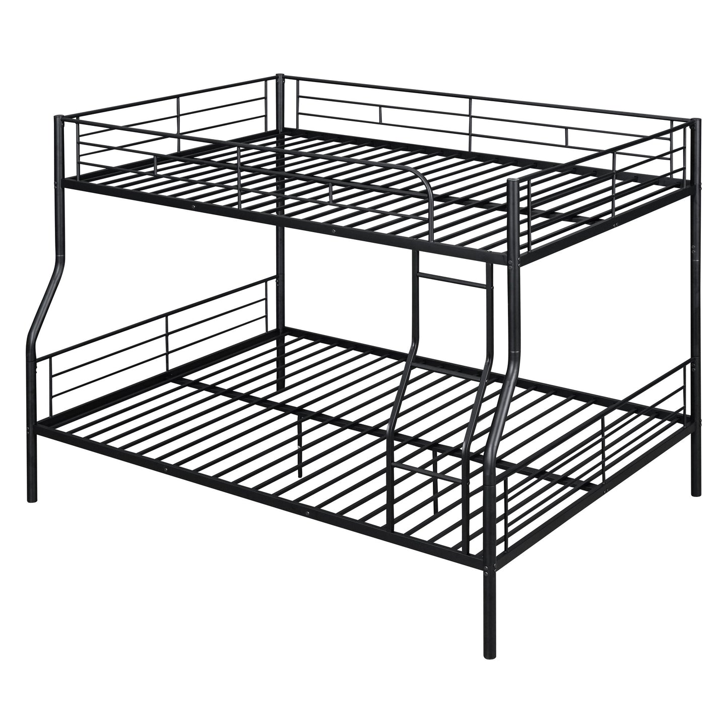 Full Long Over Queen Metal Bunk Bed - Black
