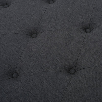 Madrid - Tufted Ottoman With Button Tufting And Turned Feet - Dark Gray