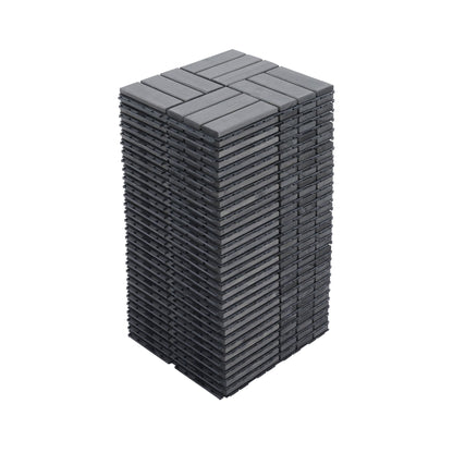 10 Piece Interlocking Deck Tiles Checker Pattern, Square Acacia Hardwood Outdoor Flooring For Patio, Bancony, Pool Side - Light Gray