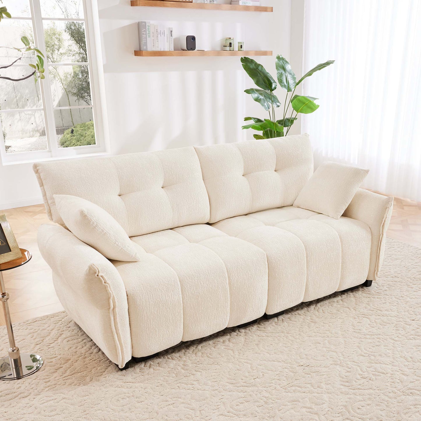 Premium Ergonomic 2 Seater Sofa With High Resilience Foam Cushions For Modern Living Spaces - White