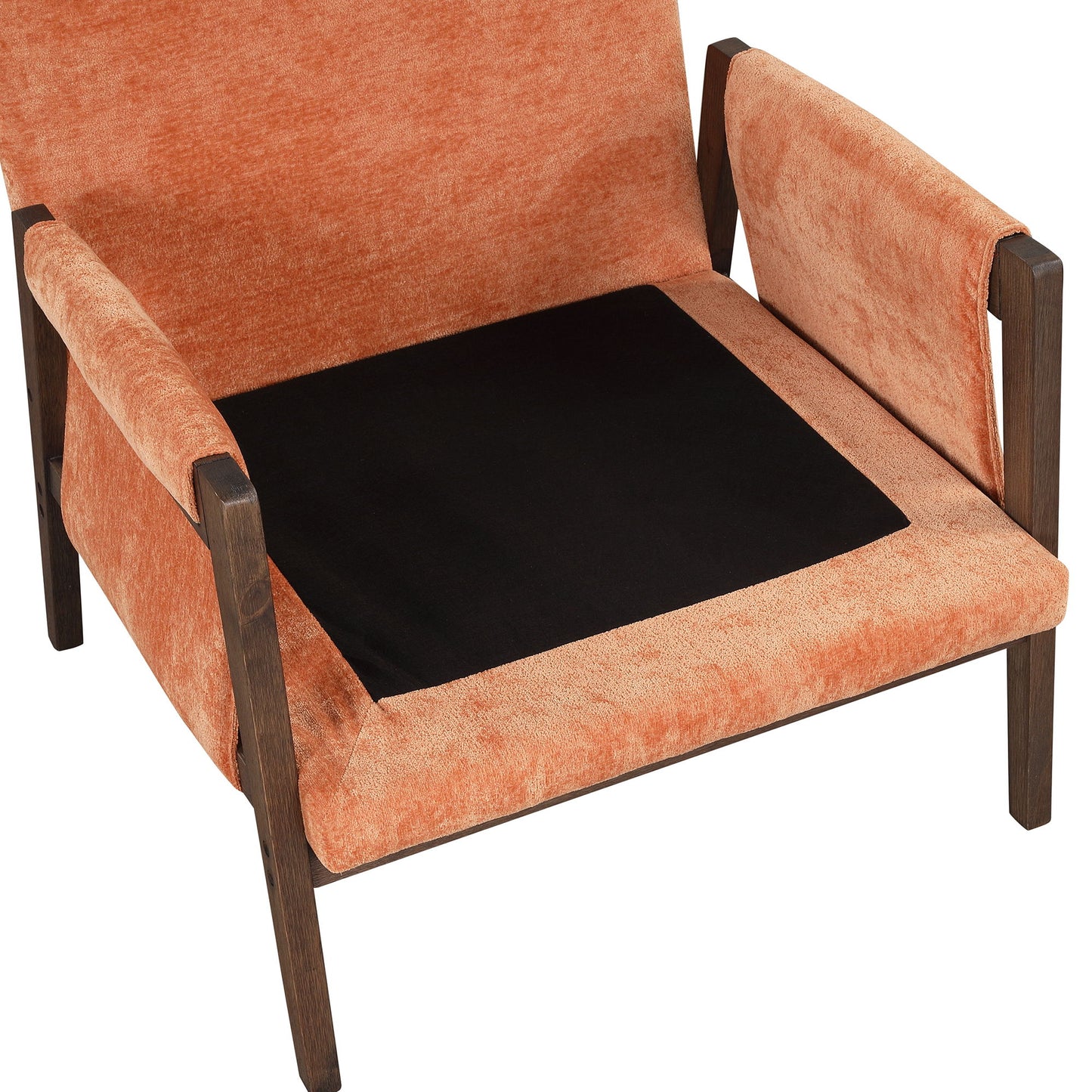 Mid-Century Modern Velvet Accent Chair, Leisure Chair With Solid Wood And Thick Seat Cushion For Living Room, Bedroom, Studio - Orange