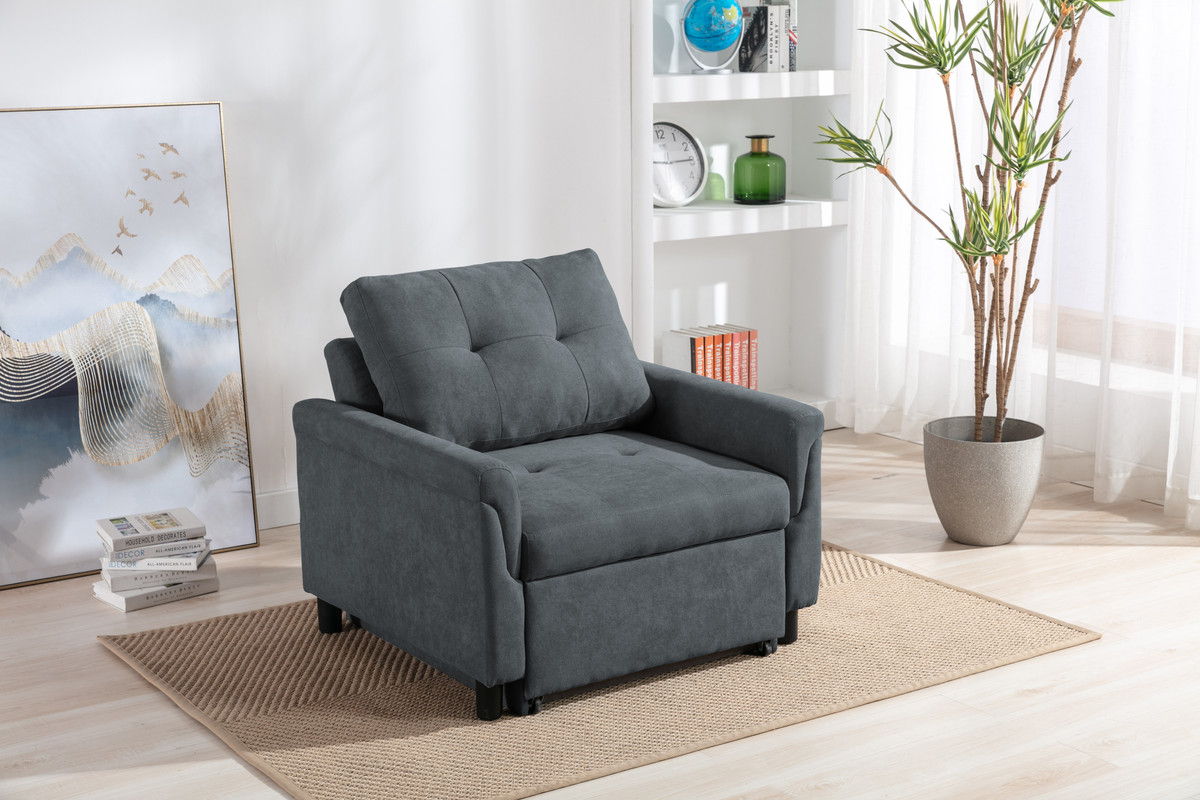 Hannah - Woven Convertible Armchair - Dark Gray