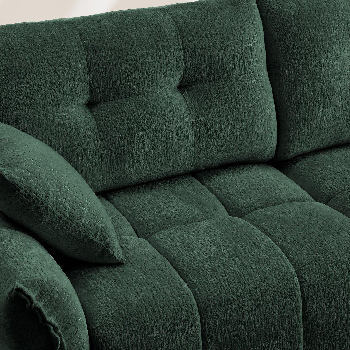 Modern Style 4 Seater Sofa Set With 2 Ottomans Frame - Premium Green