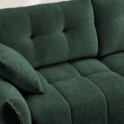 Modern Style 4 Seater Sofa Set With 2 Ottomans Frame - Premium Green