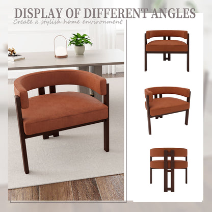 Modern Accent Chair Teddy Upholstered Armchair Open Back 3 Legs Barrel Dining Chair - Orange