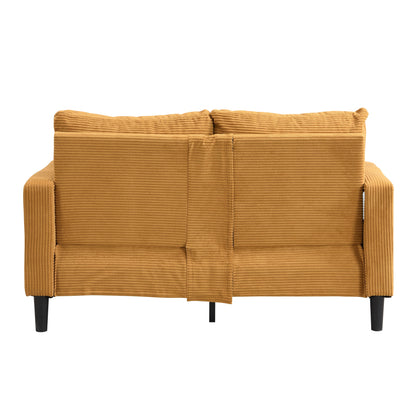 Modern Upholstered Loveseat Sofa, High Resilience, Wooden Frame 2 Seater For Small Spaces - Orange