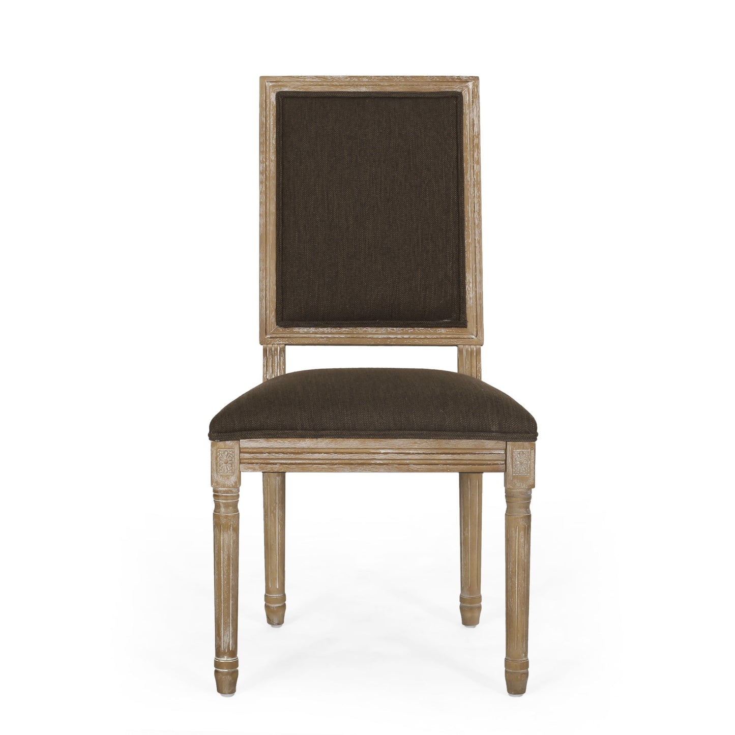 French Country Style Dining Chair Set With Upholstered Seats And Cane Backrest - Brown