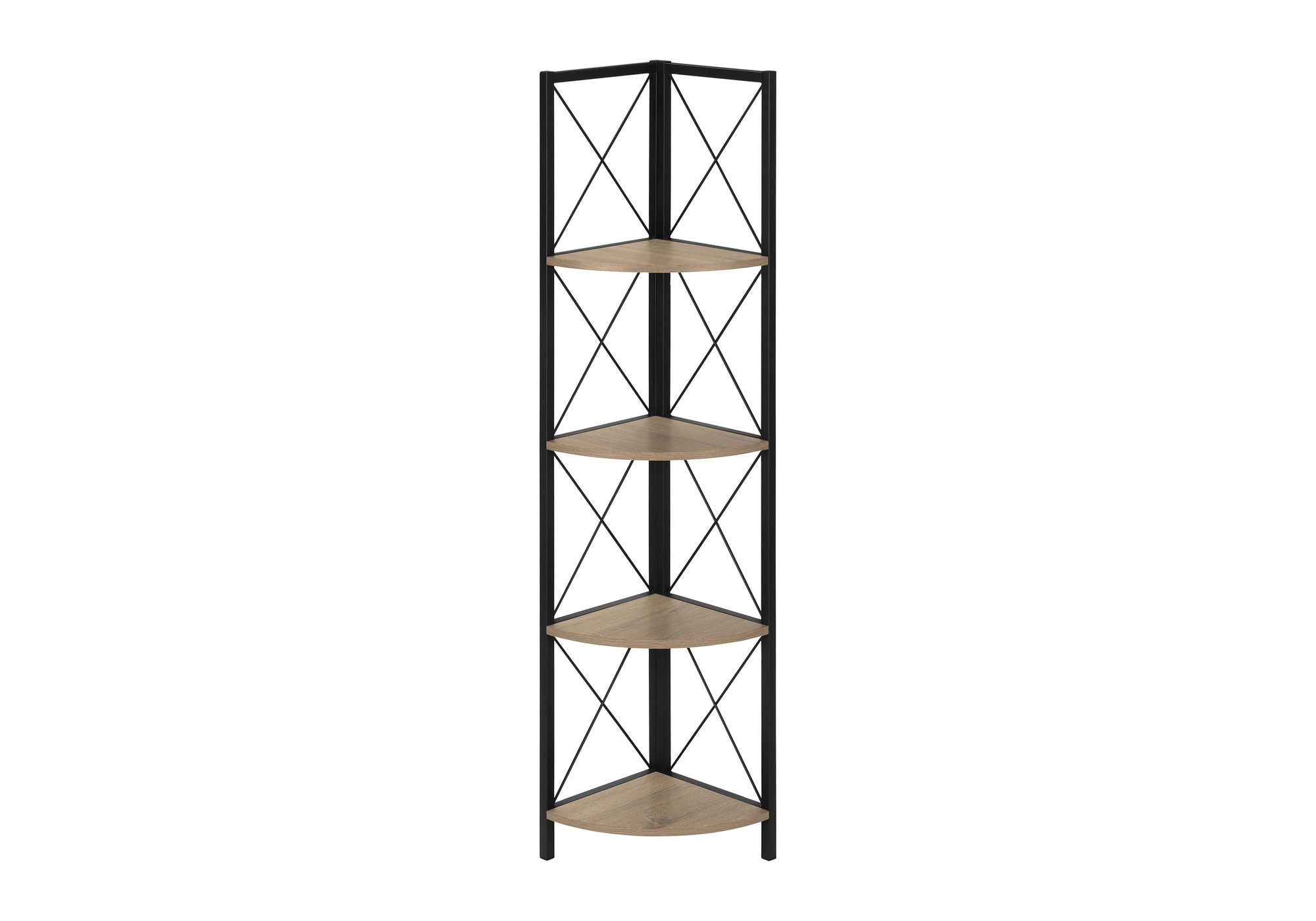 Bookshelf, Bookcase, Etagere, Corner, 4 Tier, Office, Contemporary & Modern - Taupe