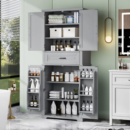 Bathroom Storage Cabinet With Multi Functional Storage Space, Material, Adjustable Shelf, Slide Rail Drawer - Gray