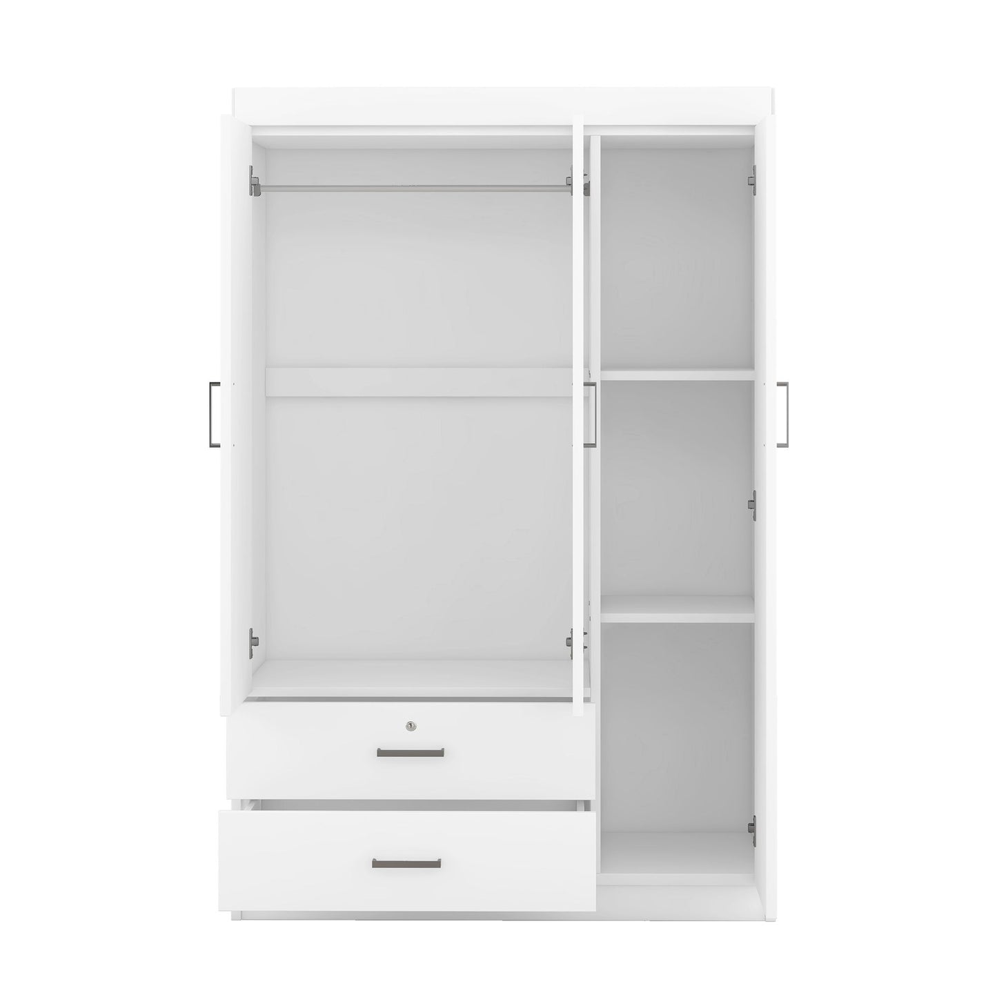 3 Door Wardrobe With 2 Drawers - White