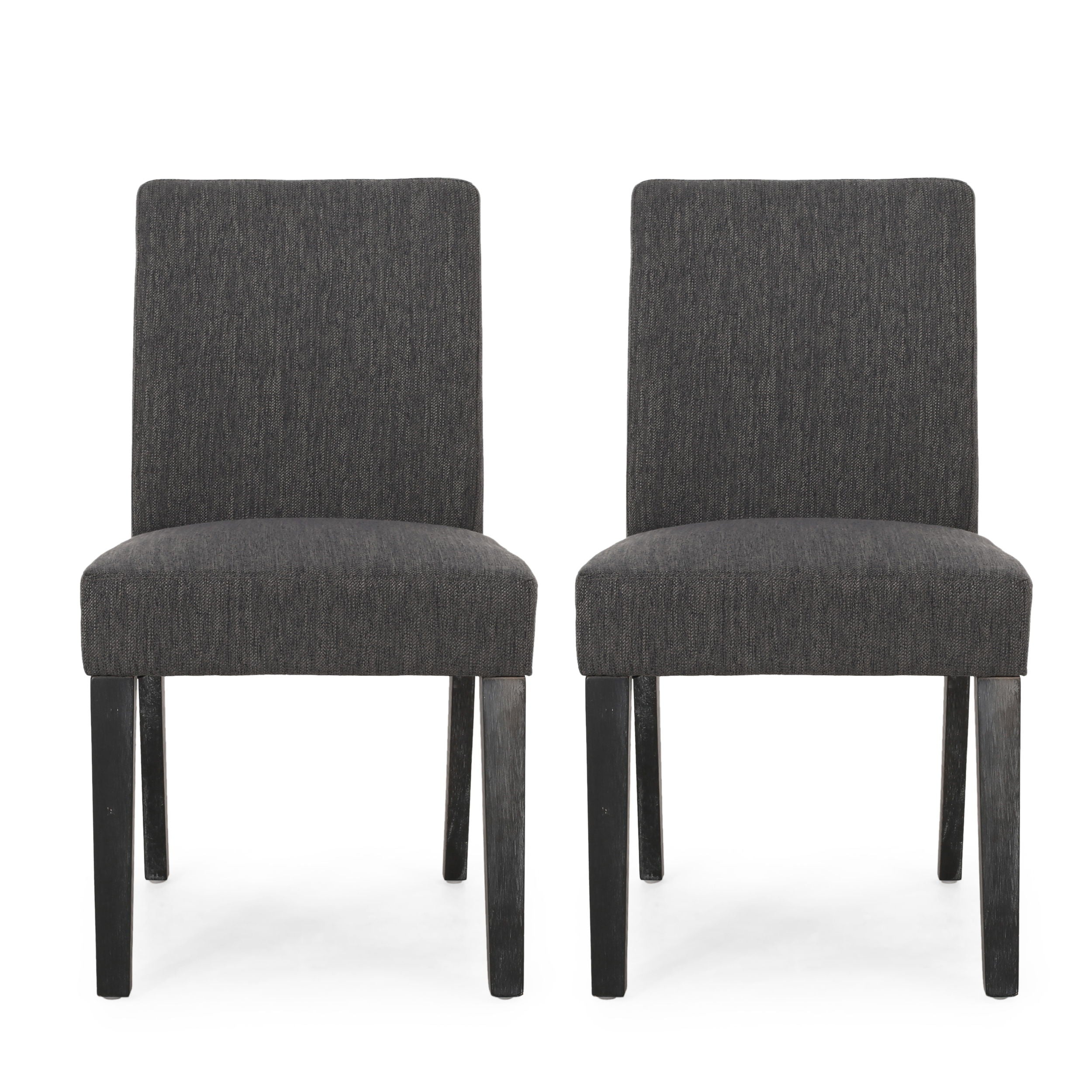 Contemporary Fabric Dining Chair With Upholstered Seating And Tapered Legs - Charcoal
