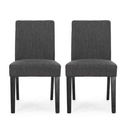 Contemporary Fabric Dining Chair With Upholstered Seating And Tapered Legs - Charcoal