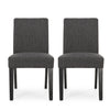 Contemporary Fabric Dining Chair With Upholstered Seating And Tapered Legs - Charcoal