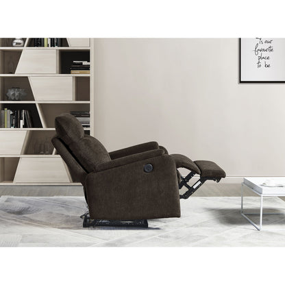Recliner Chair With Power Function Easy Control Big Stocks, Recliner Single Chair - Dark Brown