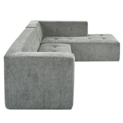 Modular Combination Sofa Set, Modern Minimalist Sofa, Living Room Upholstered Sofa Bed, Bedroom, 2 Pieces Computer Free Combination, L - Shaped - Light Gray