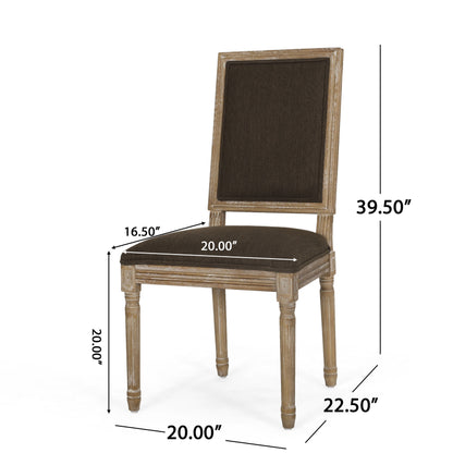 French Country Style Dining Chair Set With Upholstered Seats And Cane Backrest - Brown