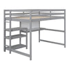 Full Size Loft Bed With Shelves, Desk And Writing Board - Gray