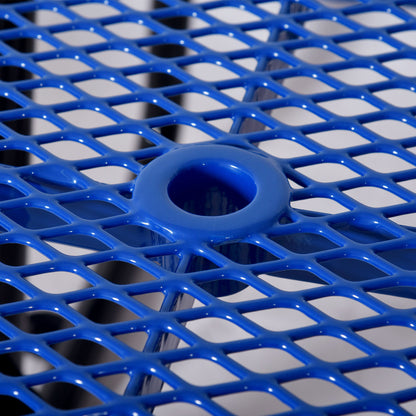 Outdoor Steel Picnic Square Table With Umbrella Pole - Blue