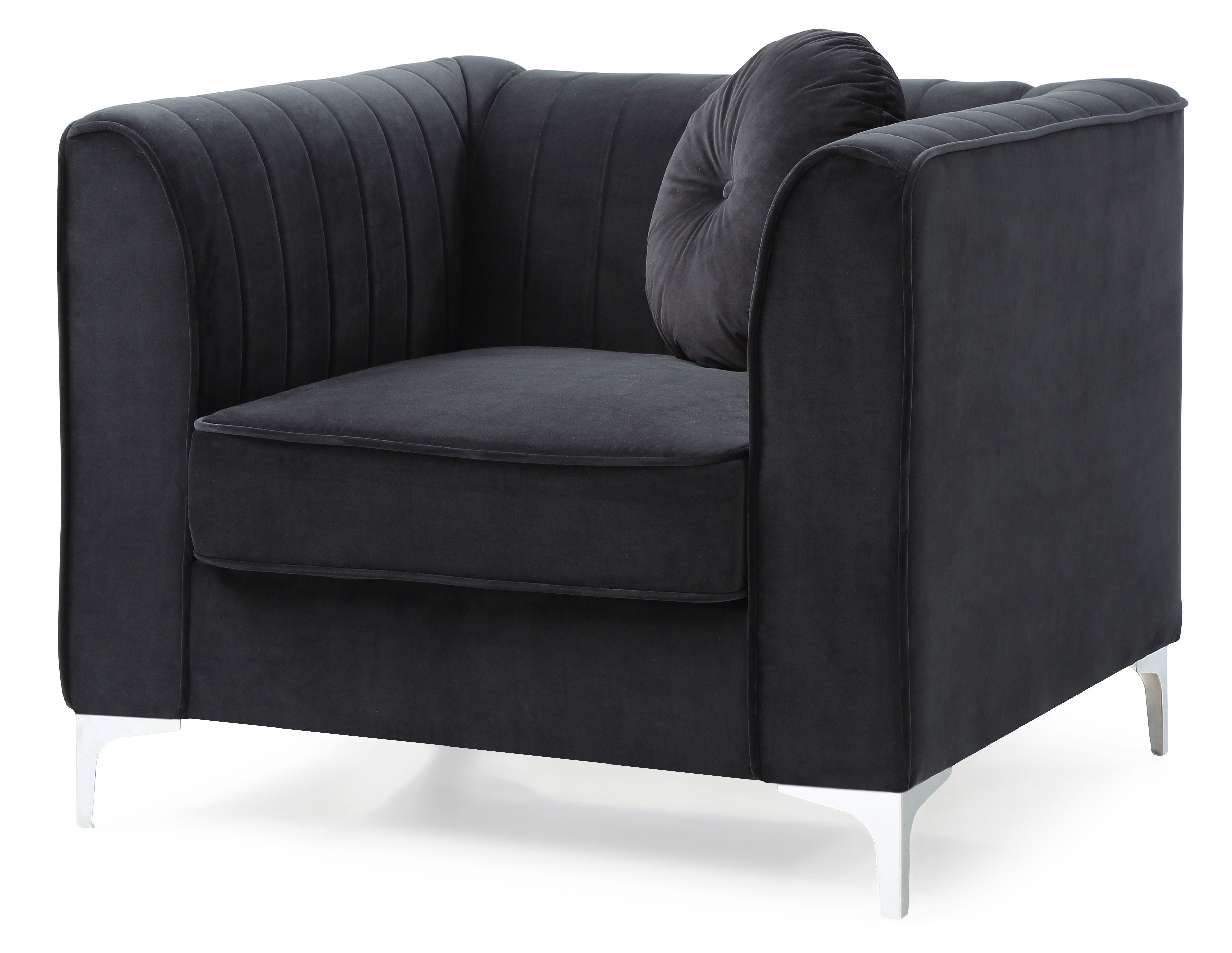 Sleek Modern Sloped Armchair - Black