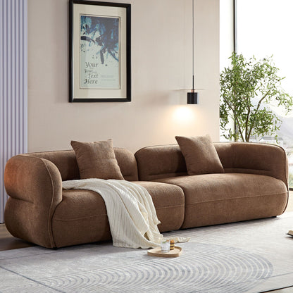 Sectional Sofa With Durable Fabric, Solid Wood Frame, And High Density Sponge Fill - Camel