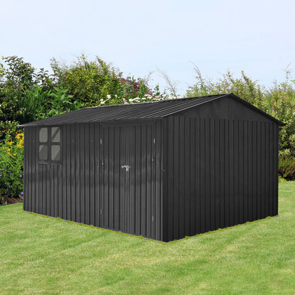 10'x12' Garden Sheds Outdoor Storage Sheds With Window - Black