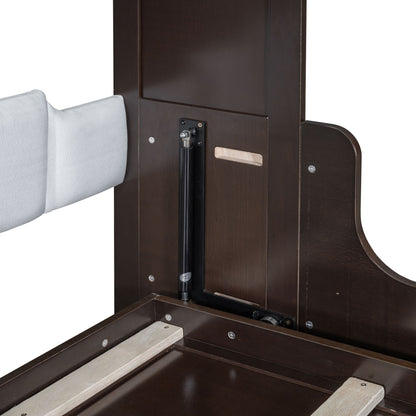 Queen Size Murphy Wall Bed With Cushion, Space Saving Design, And Construction - Espresso
