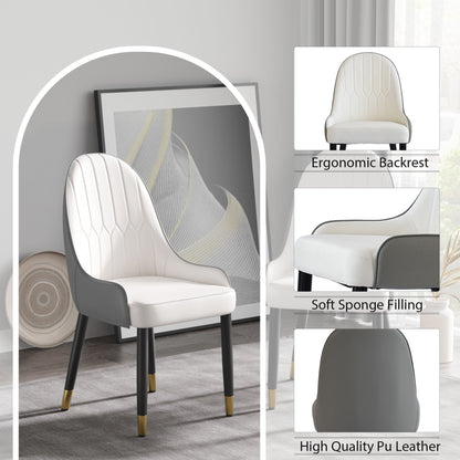 Modern Sponge-Filled Dining Chair, Solid Wood Metal Legs, Suitable For Restaurants, Living Rooms And Rooms (Set of 2) - White / Gray