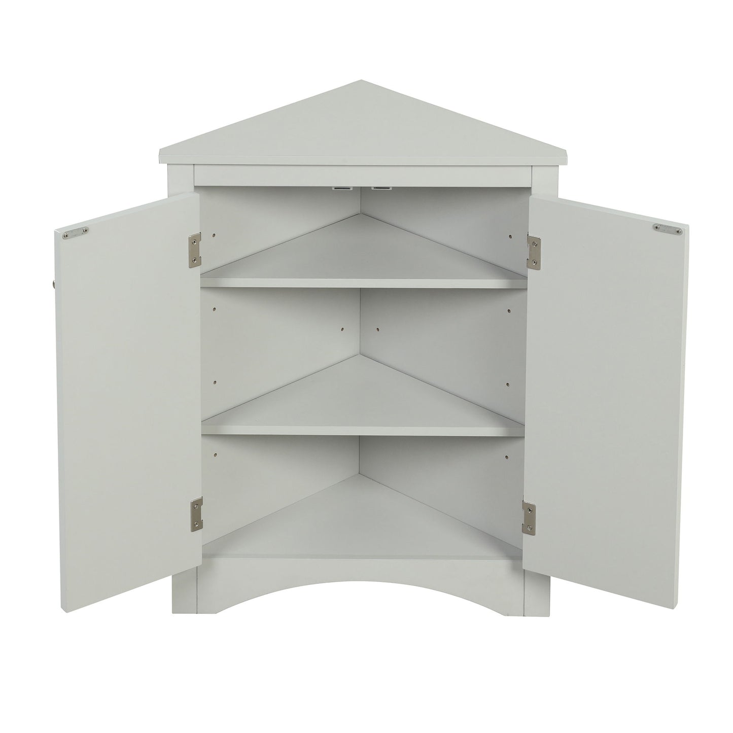 Triangle Bathroom Storage Cabinet With Adjustable Shelves, Freestanding Floor Cabinet For Home Kitchen - Gray