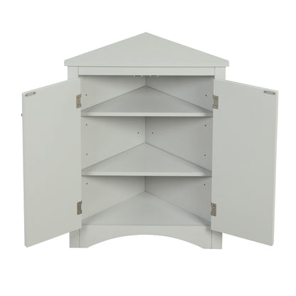 Triangle Bathroom Storage Cabinet With Adjustable Shelves, Freestanding Floor Cabinet For Home Kitchen - Gray