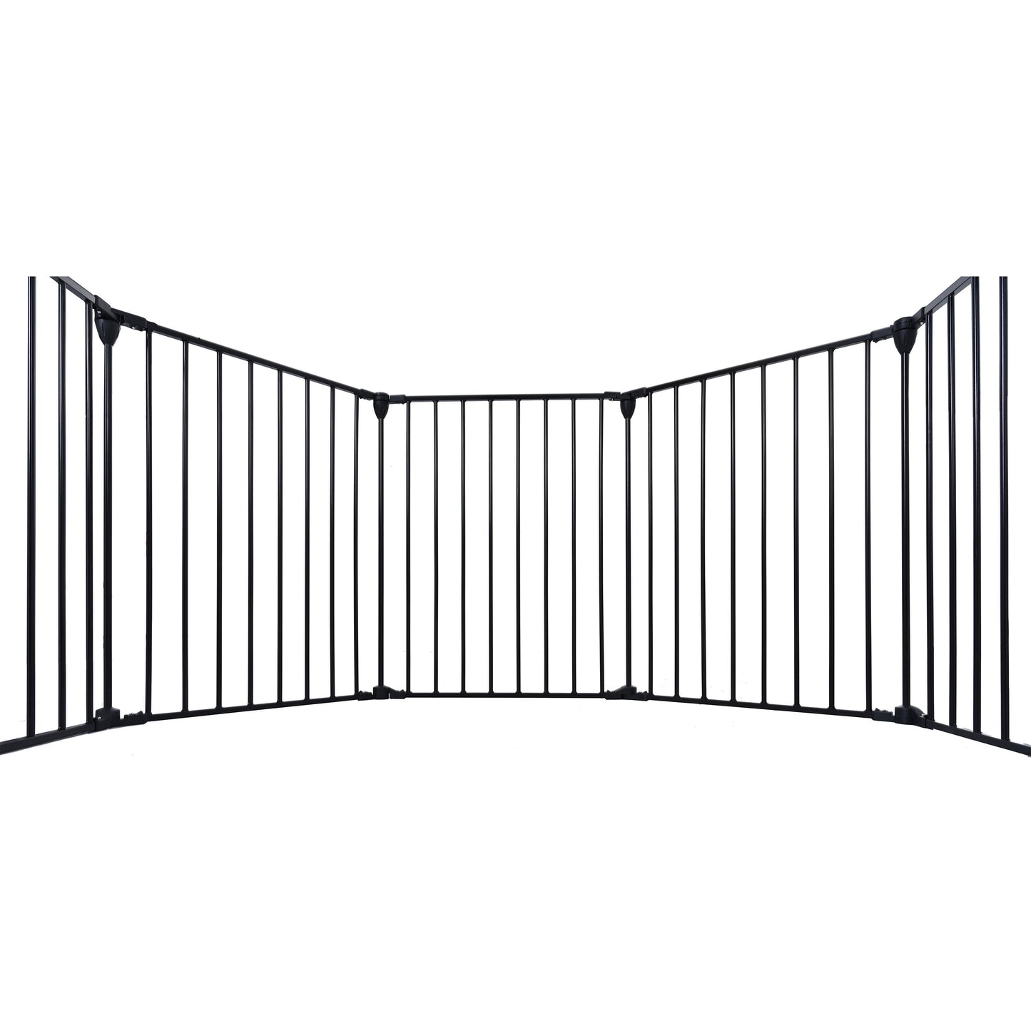 Adjustable Safety Gate 8 Panels Play Yard Metal Doorways Fireplace Fence Christmas Tree Fence Gate For House Stairs Gate Prohibited Area Fence - Black