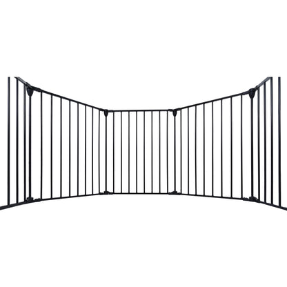 Adjustable Safety Gate 8 Panels Play Yard Metal Doorways Fireplace Fence Christmas Tree Fence Gate For House Stairs Gate Prohibited Area Fence - Black